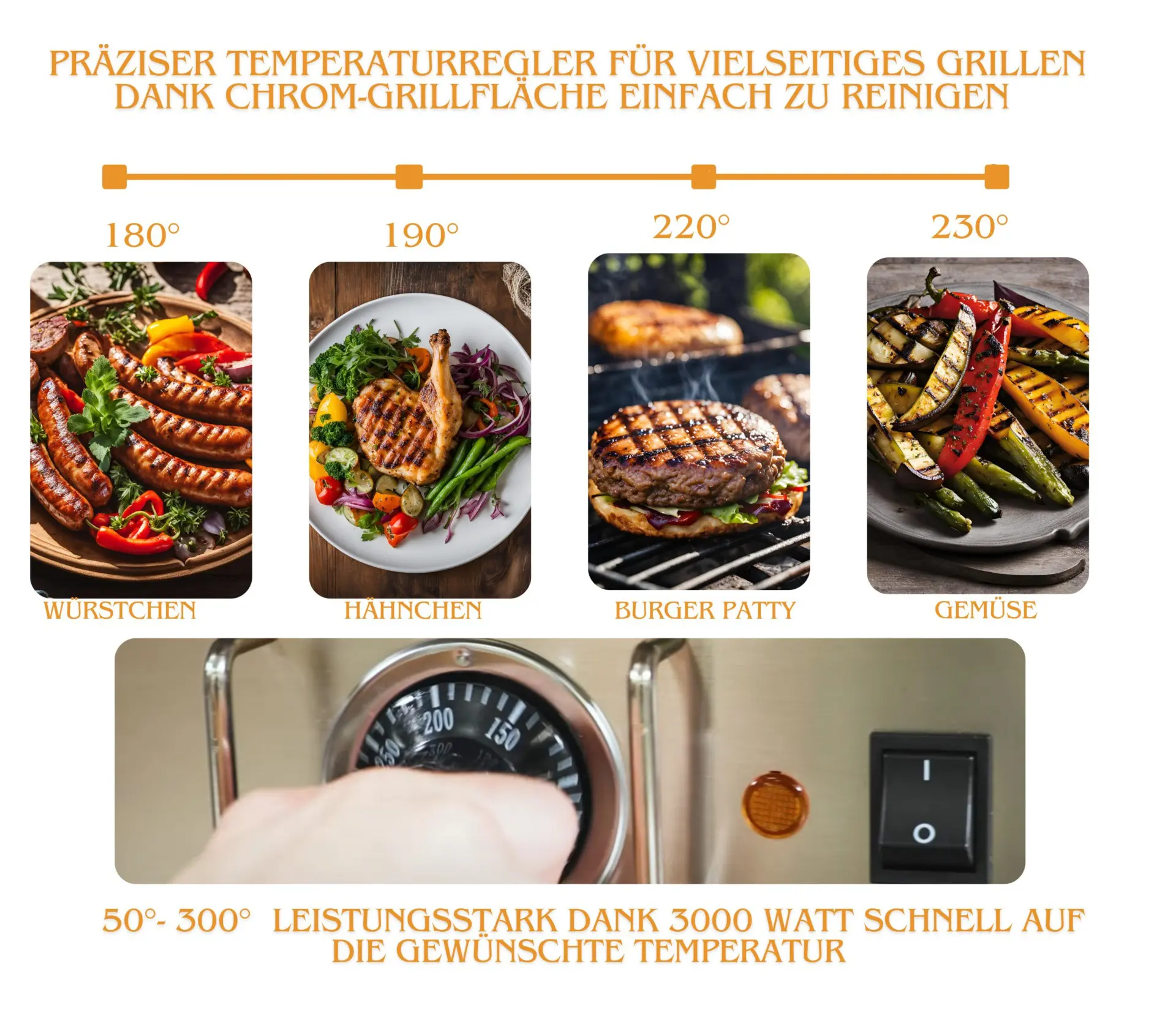 Elektro Grillplatte 36 cm Chrom 230 Volt – 2 kW inkl. Tropfschale – Bild 8