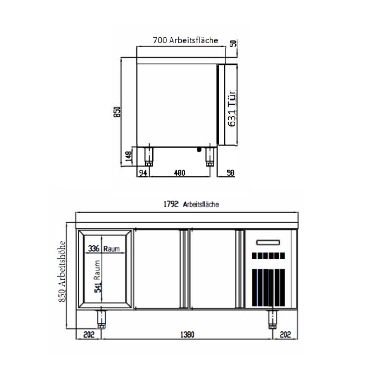 TOPLINE Kühltisch 700 / 3-fach GN1/1 mit 6 Schubladen – Bild 5