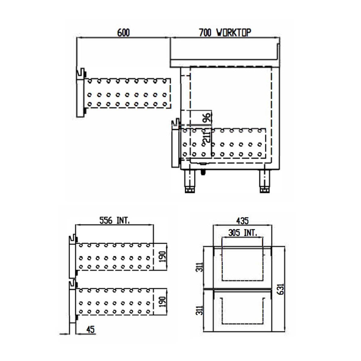 TOPLINE Kühltisch 700 / 3-fach GN1/1 mit 6 Schubladen – Bild 6