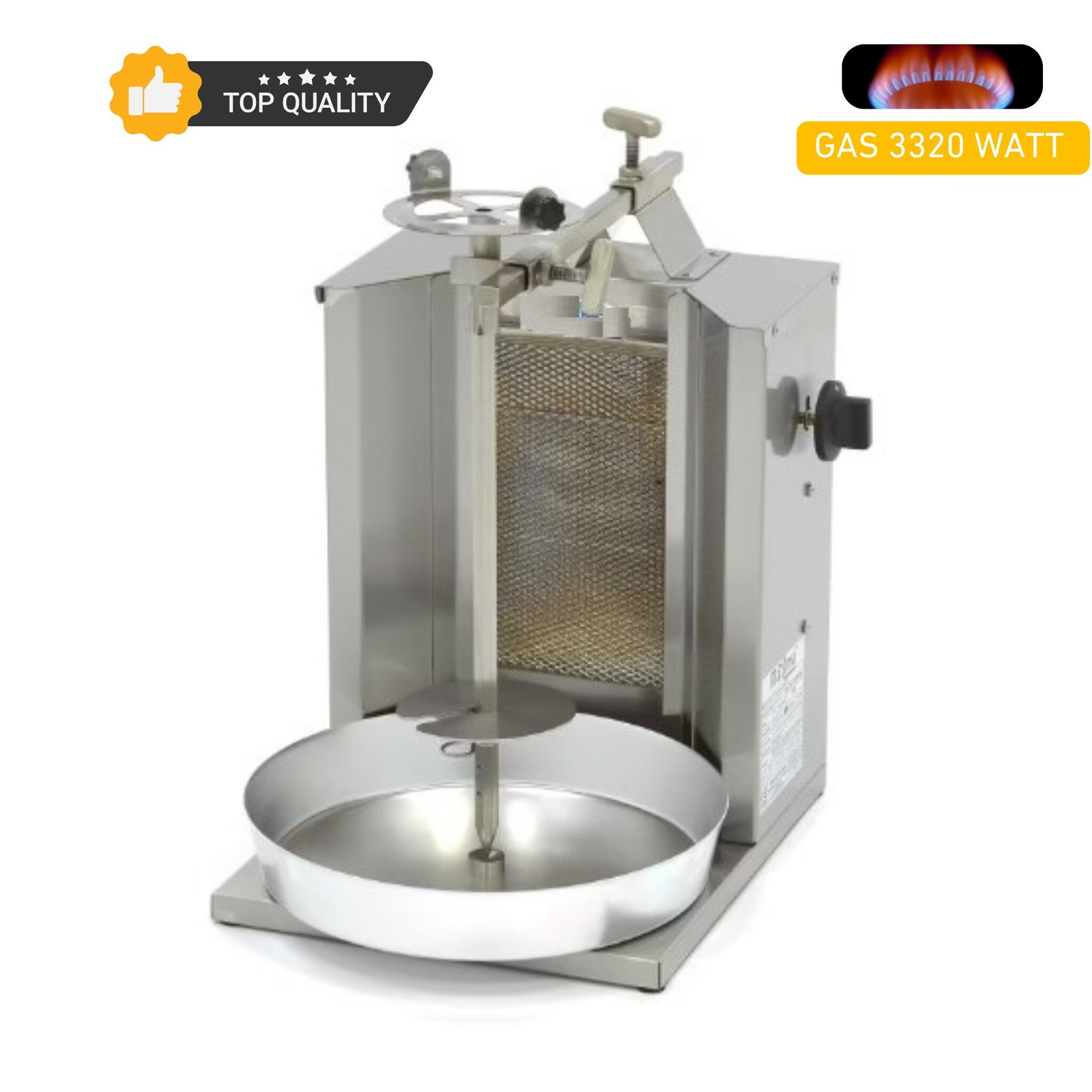 Grill für Döner, Gyros, Kebab und Schawarma - 1 Brenner - 10 kg Fleisch - Gas