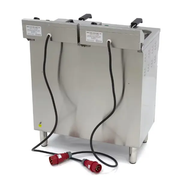 Fritteuse - 2 x 16 Liter - 2 Körbe - mit Ablasshahn und Unterbau  400 Volt - 2 x 5 kW – Bild 4