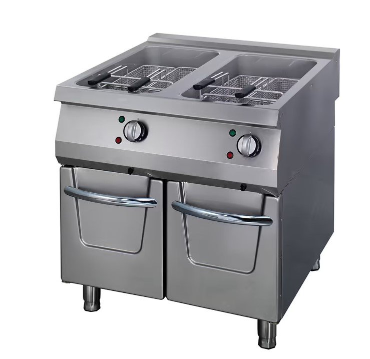 Gastro Premium Fritteuse - 2 x 22 l - Doppeleinheit - 90 cm Tief - mit Ablasshahn - Elektrisch