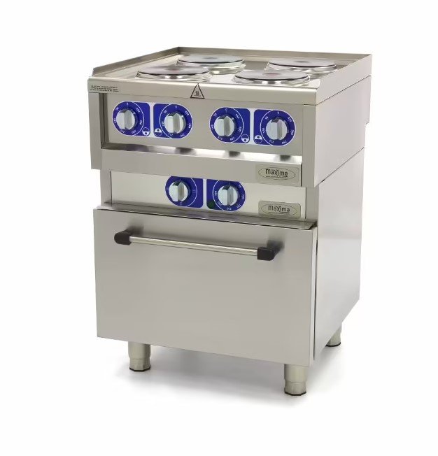 Gastro Kochplatte - Elektrisch - 600 x 600 mm tief - 4 Brenner - mit Ofen - 10000 Watt – Bild 2