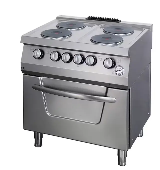 Gastro Heavy Duty Herd - 4 Brenner - Doppeleinheit - 70 cm Tief - mit Ofen - Elektrisch