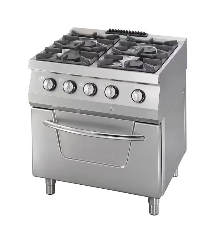 Gastro Heavy Duty Herd - 4 Brenner - Doppeleinheit - 70 cm Tief - 37 kW - Gas inkl. Ofen