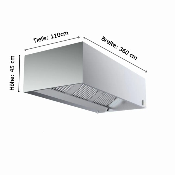 Kastenhaube 360 x 110 cm Ohne Motor