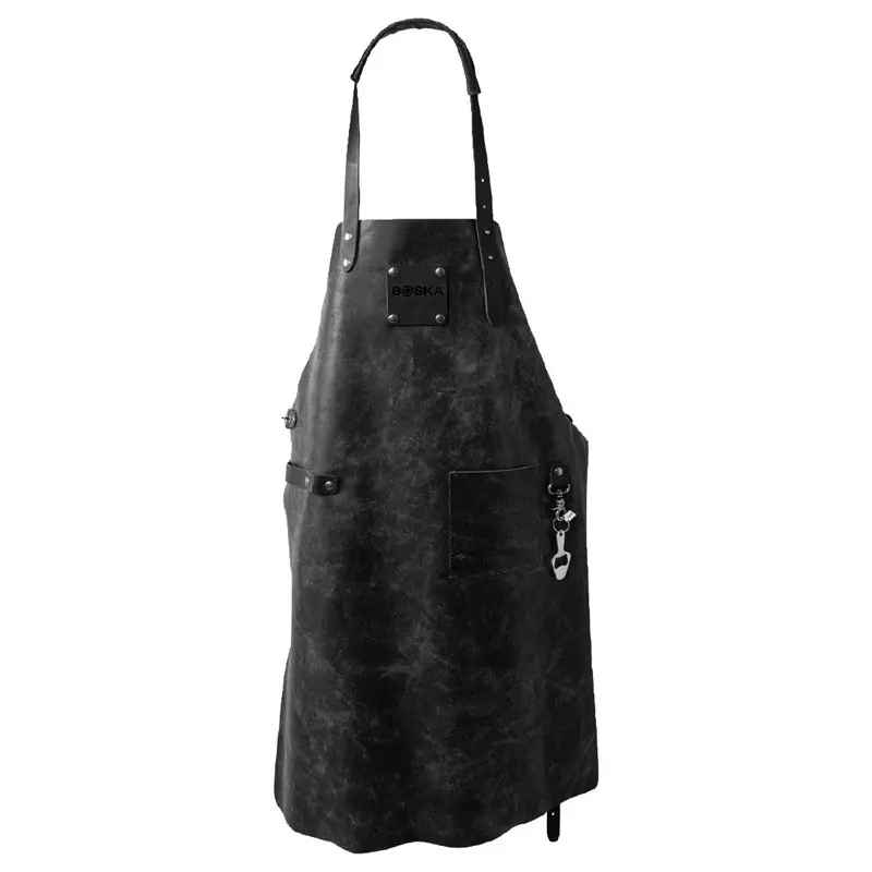 Schwarze BBQ-Lederschürze „Mr. Smith“ von Boska