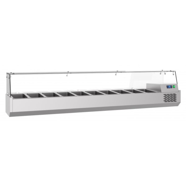 Kühlaufsatz Premium 2100 x 390mm mit Glasabdeckung 10 x GN 1/3  Save Energy – Bild 2