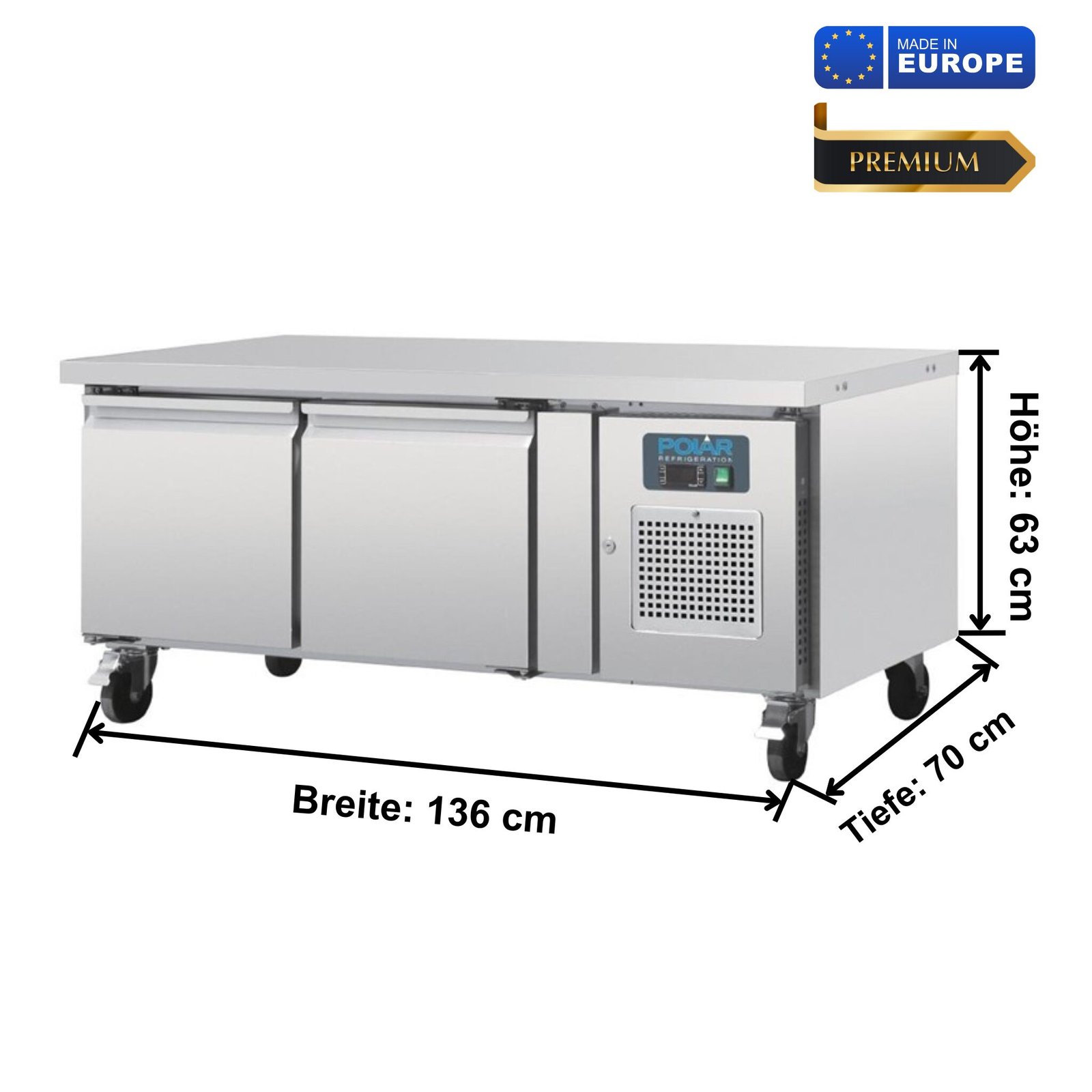 Unterbau Kühltisch – 2 türig – 136cm – 214 Liter