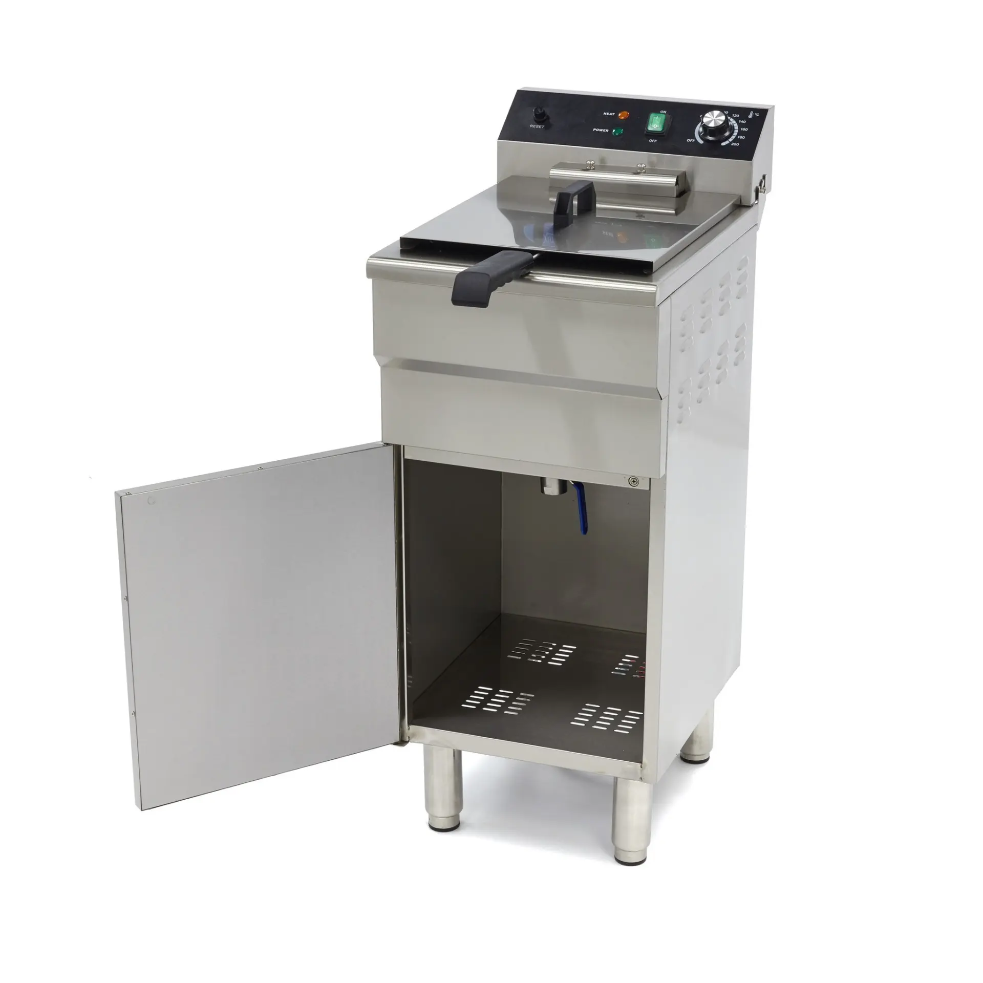 Elektro Stand Fritteuse 1×16 Liter 230 volt 3 kW mit Ablasshahn und Kaltzone – Bild 4