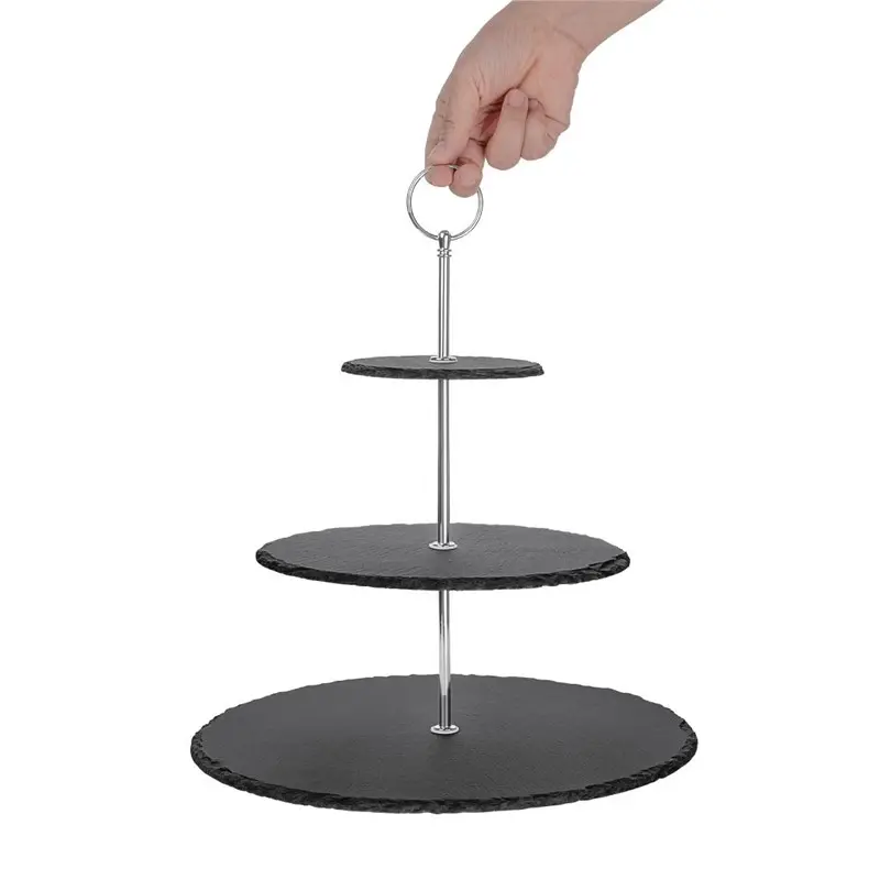 Schiefer Etagere 3 Etagen – Ideal für warme und kalte Speisen – Bild 4