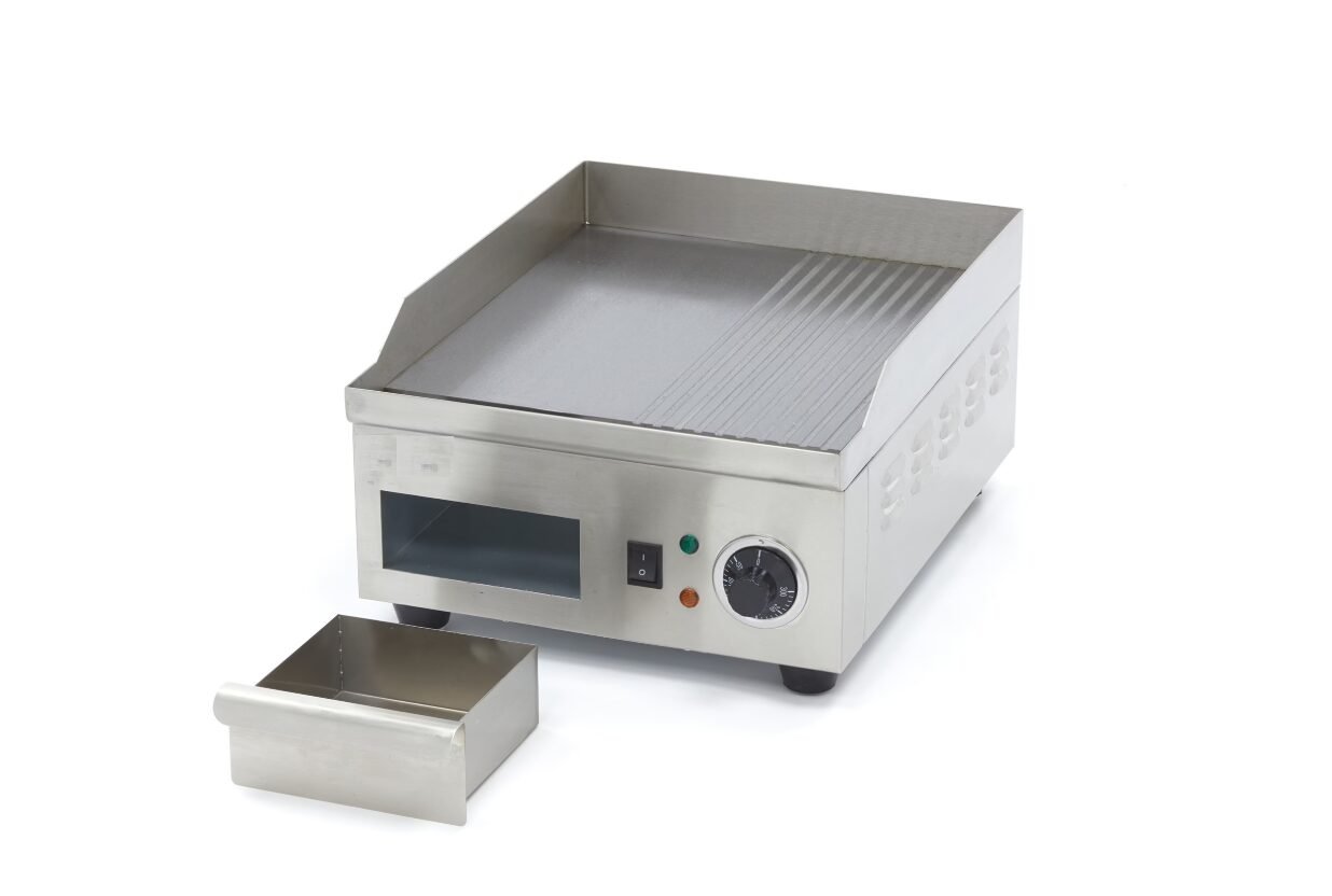 Elektro Grillplatte 36 cm Gerillt & Glatt 230 Volt – 2 kW inkl. Tropfschale – Bild 2