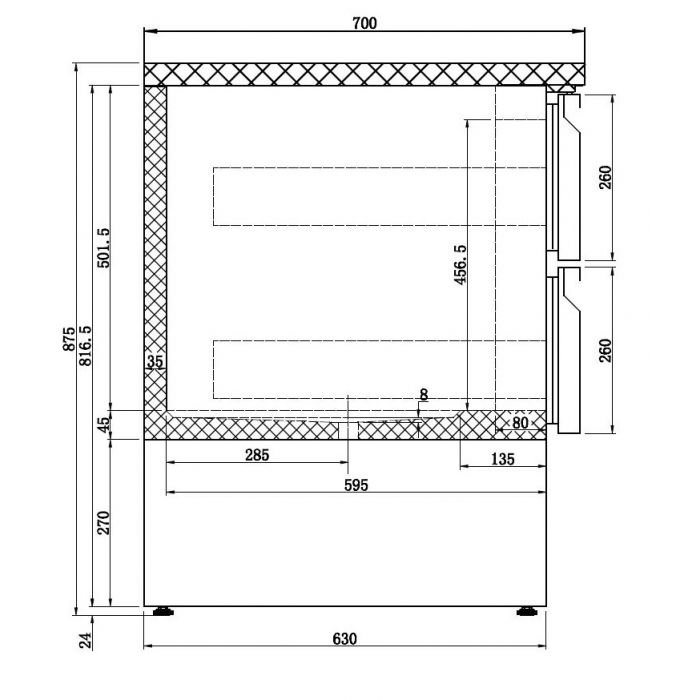KÜHLTISCH Mini - 140 x 70cm mit 6 SCHUBLADEN - 400 Liter – Bild 10