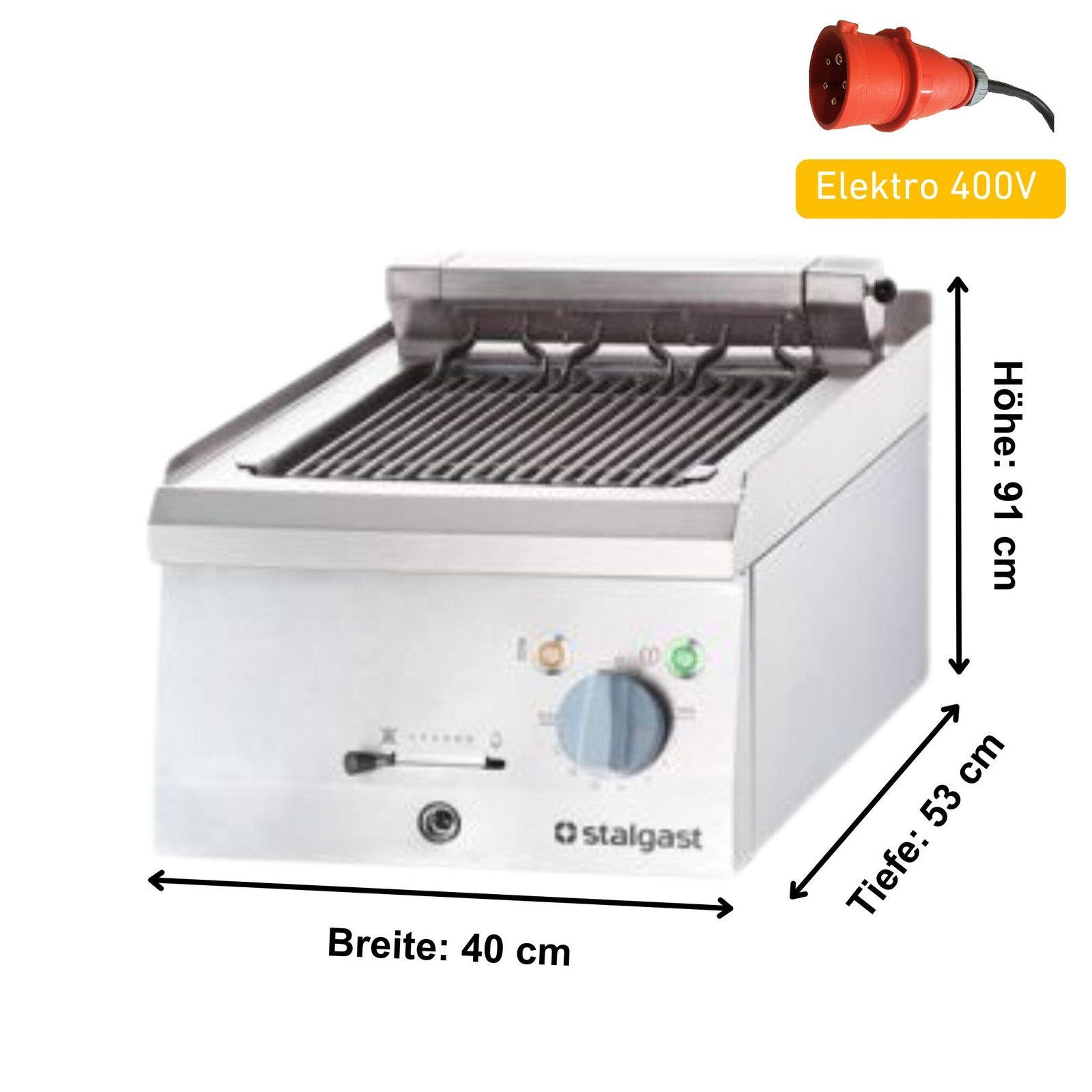 Elektro-Wassergrill 400 Volt 4,1 kW mit Unterbau