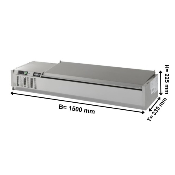 Kühlaufsatz 1500 x 335mm mit Edelstahldeckel 6 x GN 1/4