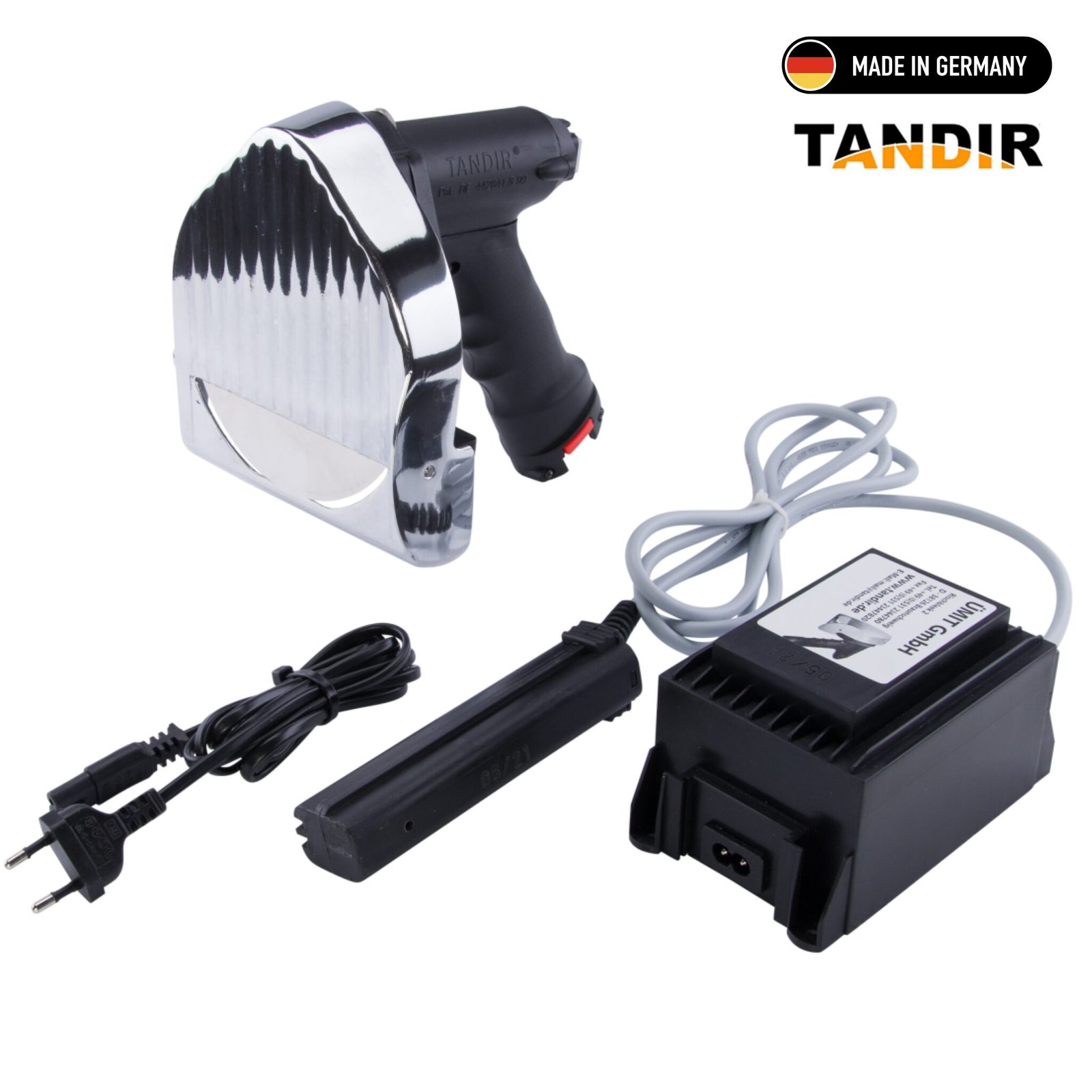 TANDIR® Dönerschneider 140 - inklusive 2 Klingen, Schleifstein, Kabel und Tisch-Netzteil