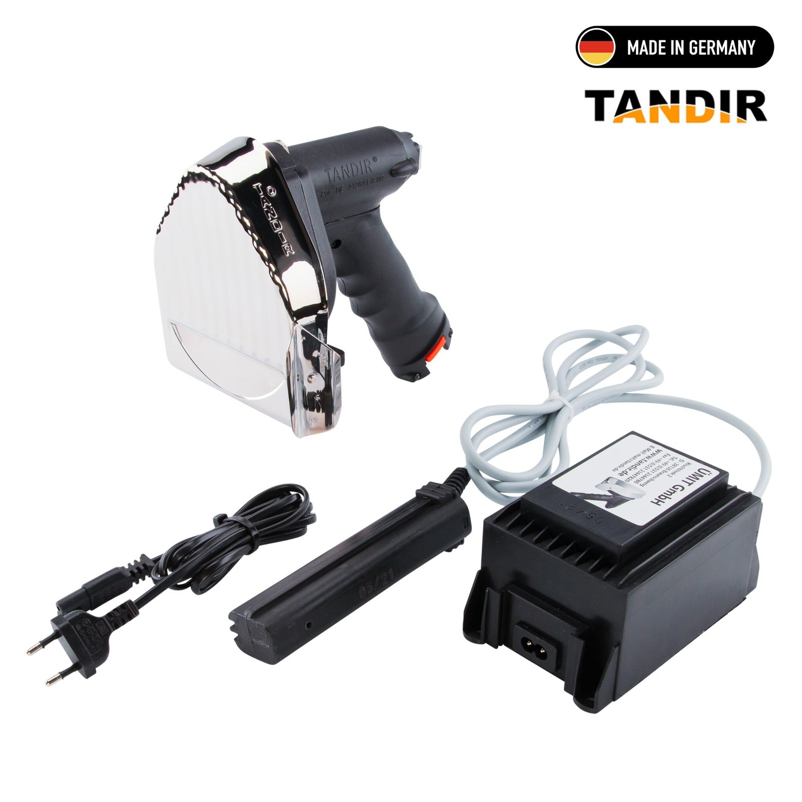 TANDIR® Dönerschneider 100 - inklusive 2 Klingen, Schleifstein, Kabel und Tisch-Netzteil
