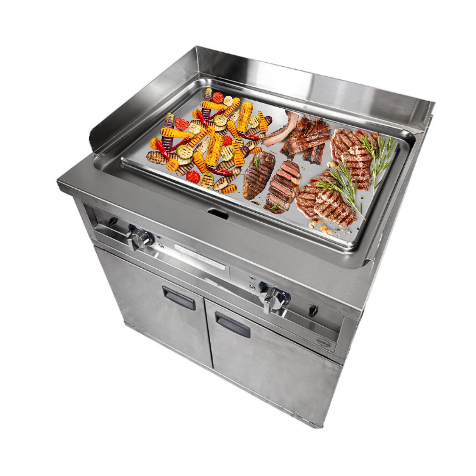 Premium Elektro Grillplatte Chrom 80 x 70 cm 400 Volt - 8.1 kW - Glatt – Bild 6
