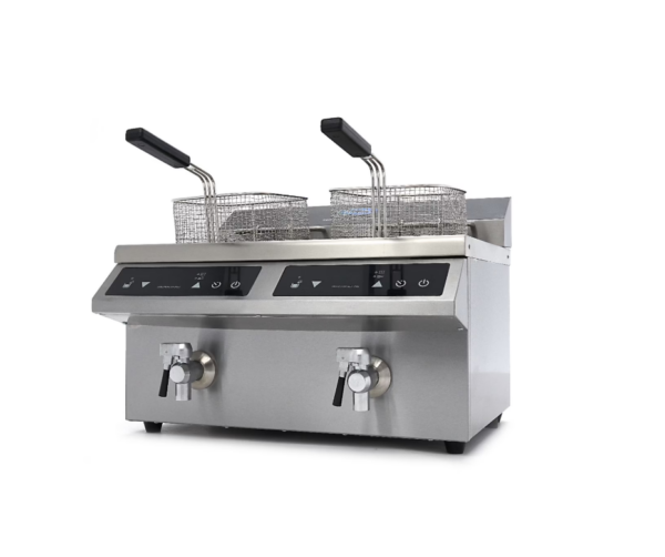 Induktion Fritteuse 2 x 8 Liter mit Ablasshahn – 2 x 3,5 kW, 230 V – Bild 3