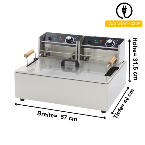 Elektro-Fritteuse 15 Liter – 230 V, 5 kW mit Kaltzone