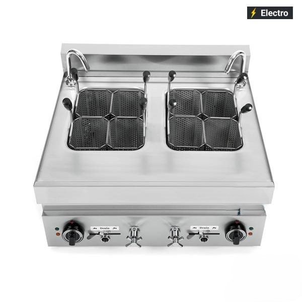 Profi-Nudelkocher 2 x 12 Liter , 8 Körbe, 2 x 7 kW, 400 Volt – freistehend oder mit Unterbau – Bild 6